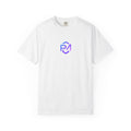 White Project Maddox T-shirt with blue and purple chest logo, front view